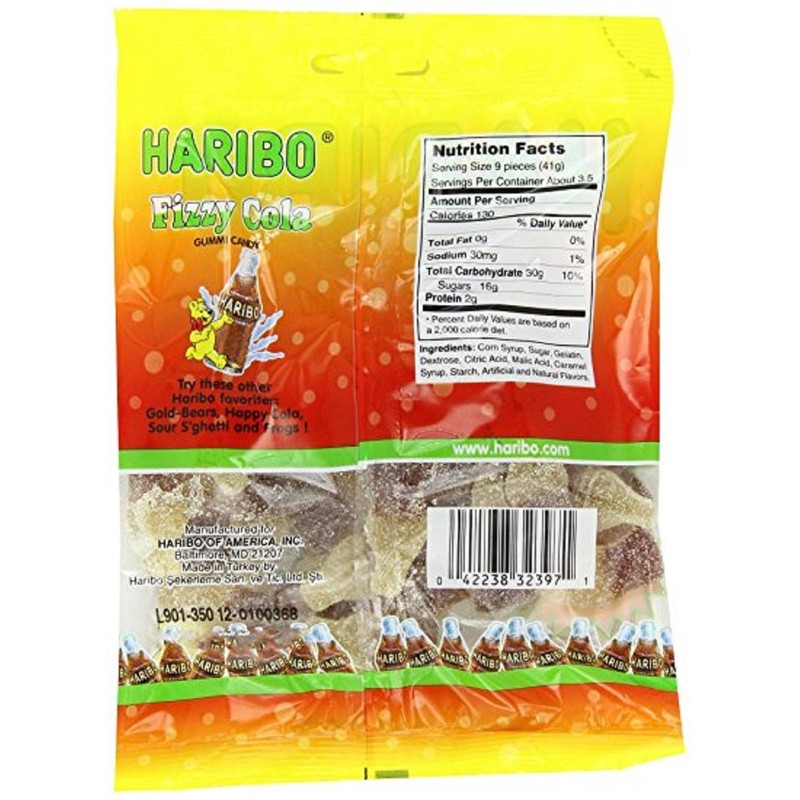 Haribo Gummi Candy, Fizzy Cola, 5 Ounce