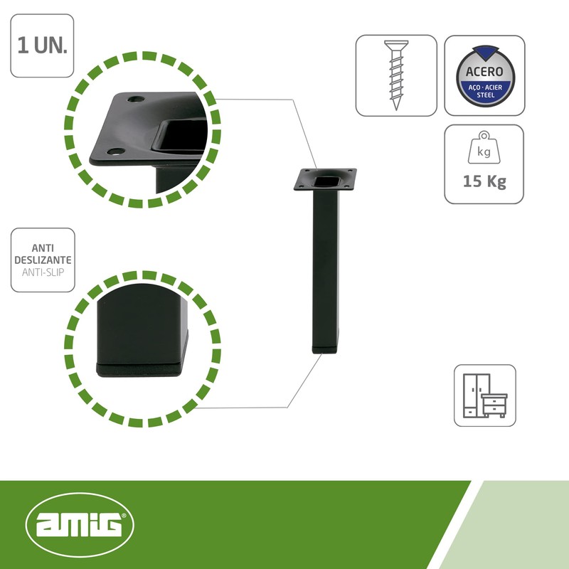 Amig - Square Foot for Furniture | Adjustable with Adjusting