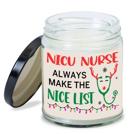 MEDROC NICU Nurse Candle NICU Nurse Always in Nice List Christmas Gift for NICU Coworker Women Men, Christmas Gift for Neonatal Intensive Care Unit, NICU Nurse Home Decoration Gift