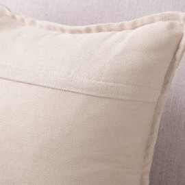 Madizz Set of 2 Short Chenille Throw Pillow Covers 22x22 Inch Beige Soft Decorative Cushion Cover for Sofa Bedroom Pillow Shell