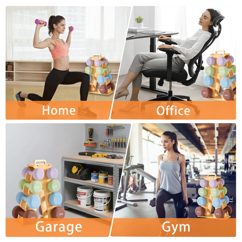 Wooden Dumbbell Rack for Home Gym Storage – Space-Saving A-Frame