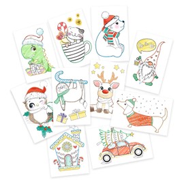 Ursus 28340099F Sewing Cards for Children, 50 White Embroidery Cards with 10 Pre-Printed Winter Motifs, Approx. 11 x 17 cm, for Embroidery and Colouring