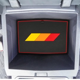 LOCOY Center Console Liner for Toyota Tacoma Accessories 2024 2025 Double Cab, Cup Holder Mat, Tricolor Coaster Interior, Door Pocket Pad, Rubber Decoration Insert (Yellow-Orange-Red, Red Trim)