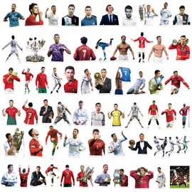 60 PCS Soccer Player Stickers Football Fans Vinyl Stickers for Laptop and Water Bottles,Decals for Luggage, Computer, Skateboard Guitar Decorative. (J 2)