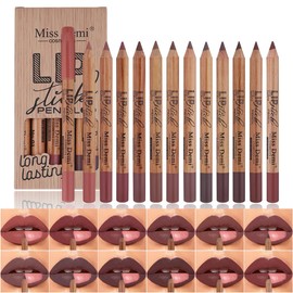 Katiluxiya 12PCS Lip Liner Pencils Set Pack for Shaping & Sculpting Lips, Modifieddark Lip Color Lipsticks,Long-Lasting Waterproof Lipsticks. (01, Color)