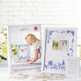 Kate Aspen Blue Willow Wedding Guest Book Alternative Home Decor, Wedding Decoration/Shelf Decor