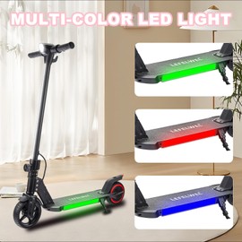 Electric Scooter for Kids Ages 6-12, 150W Motor, 4/7/11 Mph, 60 mins Ride Time, Adjustable Speed, LED Display, Colorful Lights, Electronic Brake, Foldable Kids Electric Scooter (Black)