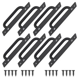 NWUCZW Barn Door Handles 2 Pcs Sliding Door Handle 5 Inches Hole Center Black Barn Door Handles Cabinet Handles Door Pull Handle Zinc Alloy Door Pulls with Plate for Sliding Closet Door Handle