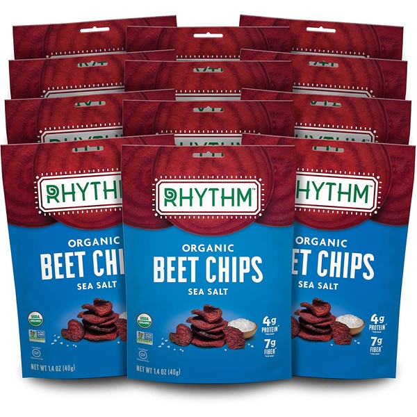 Rhythm Superfoods Beet Chips, Sea Salt, Organic and Non-GMO, 1.4 Oz (Pack of 12), Vegan/Gluten-Free Superfood Snacks