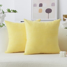 Home Brilliant Yellow Euro Shams 26x26 Fall Pillow Covers Set of 2 Supersoft Corduroy Accent Decorative Pillow Cases for Bedroom Summer Decor, 26 x 26 inch, Sundress