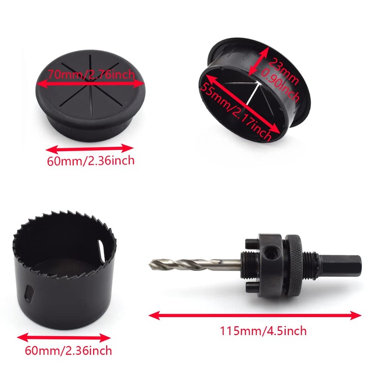 Desk Grommet Hole Cover and Hole Saw Kit Desk Wire