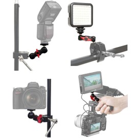 Magic Arm Double Ball Head 1/4" Spherical Joint Ball Joint Head Head Head 360° Panoramic Free Rotation Tilt Angle Change Mount Head Adapter (BK-RD)