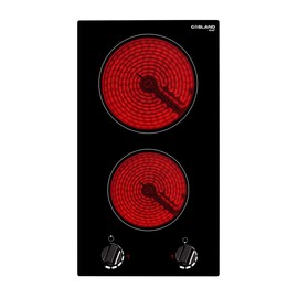 12" Electric Glass Cooktop, GASLAND Chef CH30BS 240V Ceramic Cooktop, Drop-in 2 Burner Coil-type Radiant Cooktop, 7 Power Levels, Mechanical Knob Control, Hot Warning, Hardwired