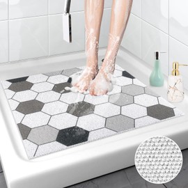 Walant Non-Slip Shower Mat, 60 x 60, Washable Shower Mat, Quick-Drying Bath Mat, Shower Mat, Non-Slip Mould Resistant, Massage Non-Slip Mat Shower for Wet Areas, Shower Tray