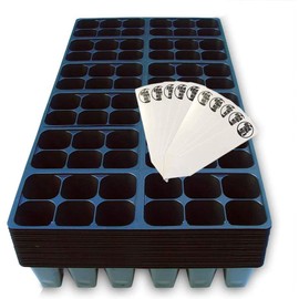 The Hydroponic City Seed Starter Tray, 1440 Cells (240 Trays - 6 Cells Per Tray) + Plant Stakes