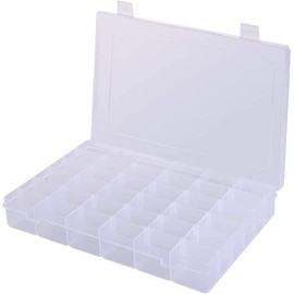 siawadeky Jewelry Box, 36 Grids, Accessory Storage, Dividers, Bead Box, Transparent, Plastic Box, Accessory Storage Case, Screw Case, Parts Box, Fishing Storage, Miscellaneous Goods, With Detachable Dividers, 10.8 x 7.0 x 1.8 inches (27.5 x 17.8 x 4.5 cm)