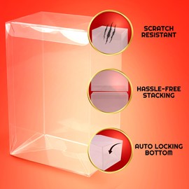 EVORETRO Action Figure Display Case Protector for Large Single Amiibo - 10-Pack 0.40mm Thick, Clear, Stackable, Custom Fit Design, Easy Setup & Storage for Collectors