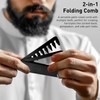 2-in-1 Men's Protable Folding Pocket Comb - Black, Fine &