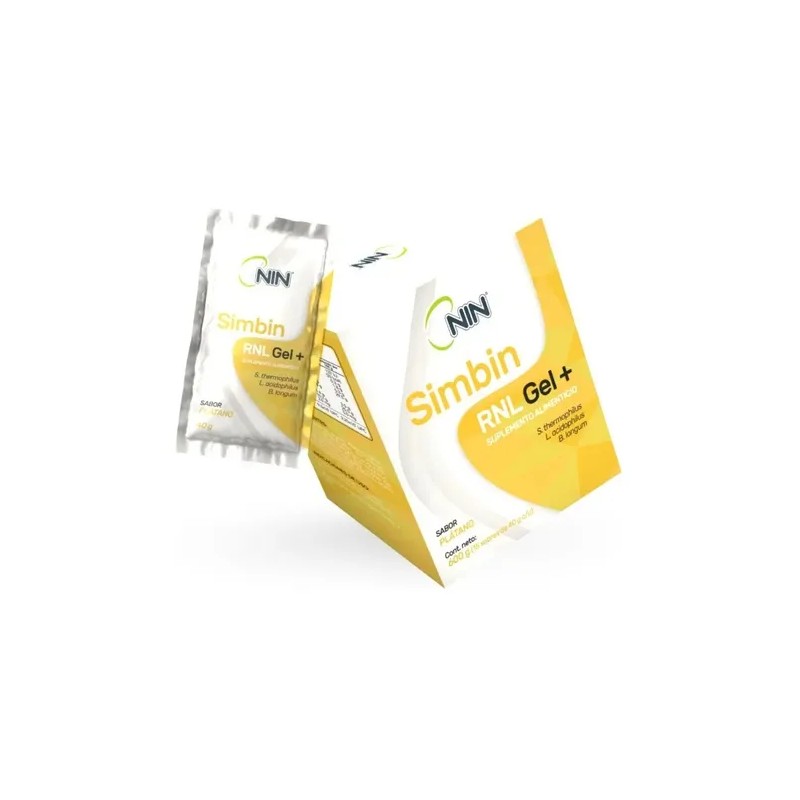 Simbin Gel NIN 15 Sobres Suplemento Probióticos Prebióticos Sabor Plátano