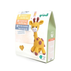 Gründl Häkelset Kuscheltier, Giraffe Gina, Esel Eddy, Robbe Robby oder Tiger Timmy, 14-18 cm, Komplettes Bastelset mit Anleitung (Giraffe Gina)