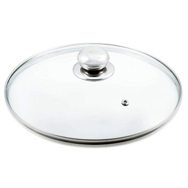 Kerafactum Glass Pot Lid Dishwasher Safe Heat Resistant Universal Lid for Pot and Pan Tempered Quality Glass Lid Steam Vent High-Quality Stainless Steel Handle (28 cm)