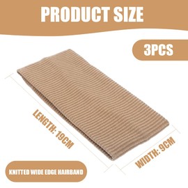 3 Pieces Headbands, Women Headbands, Elastic Wide Hair Bands, Sports Headbands, Thin Hair Bands for Yoga, Running, Jogging, Cycling (Khaki, Caramel, Black)