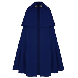 Cykxtees Victorian Vagabond Gothic Renaissance Western Historical Steampunk Renaissance Cape Cloak Royal Blue