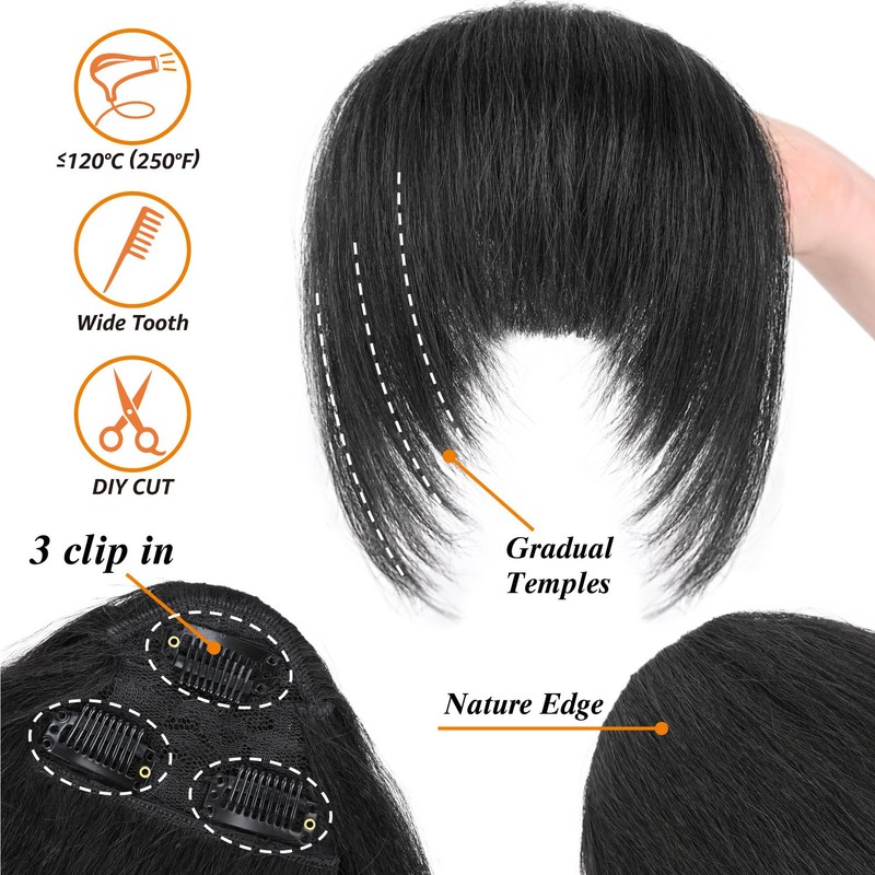 Rafabcici Ponytail Extension with Bangs for Black Women Yaki Straight