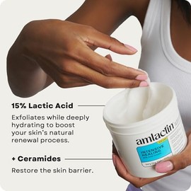 AmLactin Rapid Relief Restoring Body Cream – 12 oz Tub – 2-in-1 Exfoliator and Moisturizer for Dry Skin with 15% Lactic Acid and Ceramides for 24-Hour Moisturization