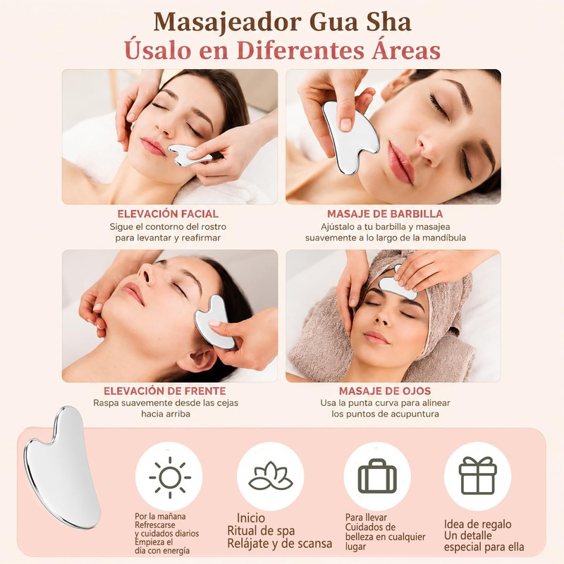 Gua Sha Herramienta de Masaje de Acero Inoxidable Guasha