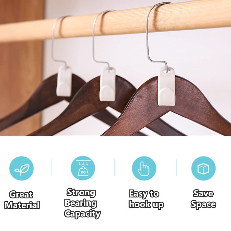 50 Pack Hanger Connector Hook Space Saving Hanger Connector for