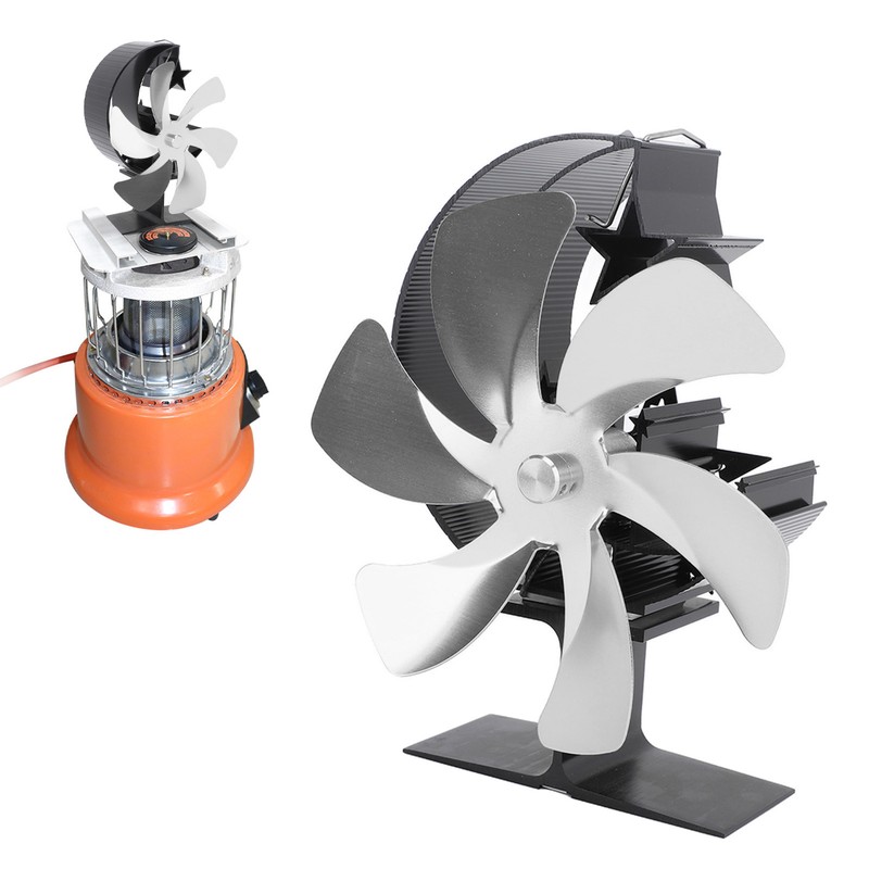 Stove Fan 6 Blades Fireplace Fan Heat Powered Fast Wind
