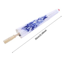 TOPINCN Oil Paper Umbrella Women Handmade Rainproof Handmade Umbrella Windproof Flower Pattern Chinese Classical Dance Umbrella(Blue)