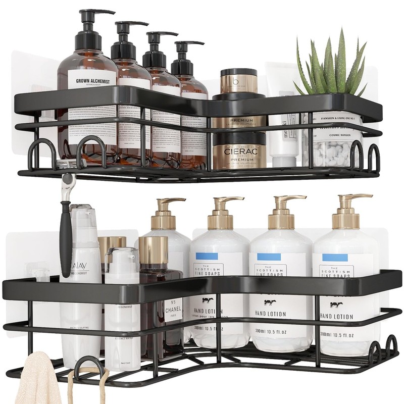 Sakugi Corner Shower Caddy - 2 Pack, Adhesive Shower Organizers,