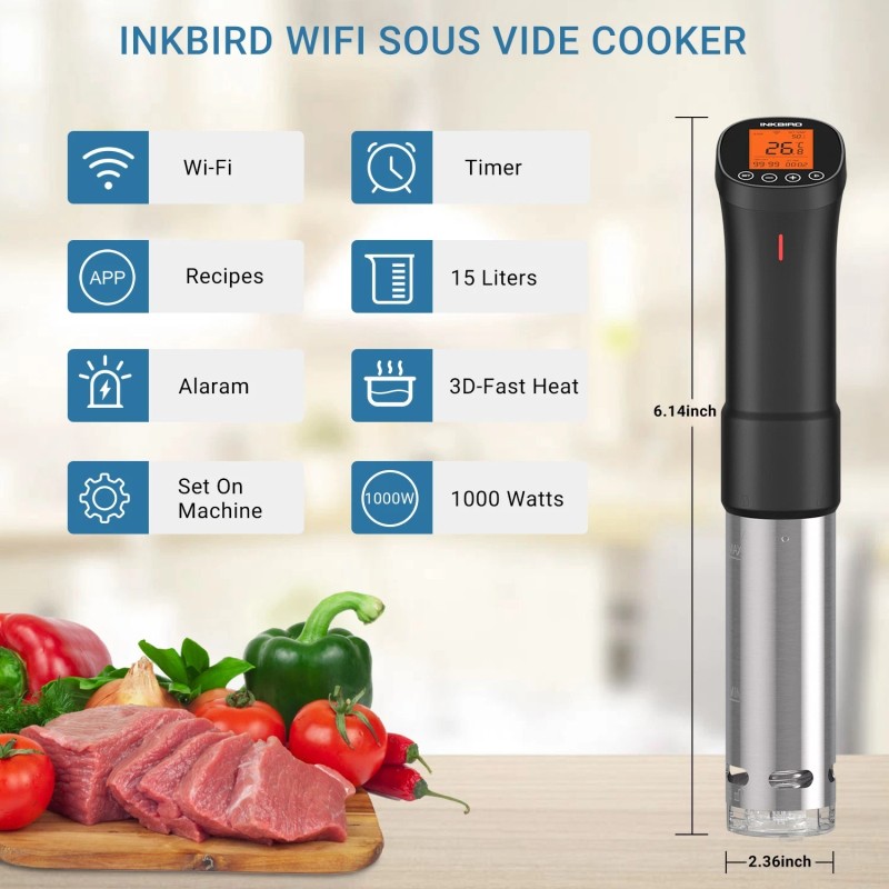 Inkbird Sous Vide Machine WiFi Immersion Circulator Instant Read BBQ