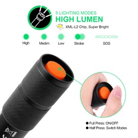 flintronic LED Torches, Hand Torches, L2 Aluminium Alloy, 5 Modes, 3000 lm, Zoomable Waterproof Tactical Torch for Outdoors, Indoors, SOS, Gift (Including 1 x Charger, 1 x Holster)