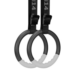 Teamaze Gymnastic Rings with 15 FT Adjustable Straps Non-Slip Gymnastics Rings Pull Up Workout Rings for Home Gym Exercise, Training (Grey)