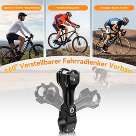 NICEDACK Bicycle Stem 31.8 mm x 100 mm, Aluminium Alloy Bicycle Handlebar Stem ±60° Adjustable, Bicycle Handlebar Riser, Rustproof Handlebar Stem Adjustable for E-Bike, Mountain Bike, Road Bike, MTB