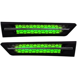BOLANTON Cascadia Side Grille Air Intake Vent Replacement with LED Lights Left Right Pair for Freightliner Cascadia 2018+ (Green)