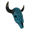 Southwest Steer Bison Bull Cow Skull With Mosaic Turquoise Rocks