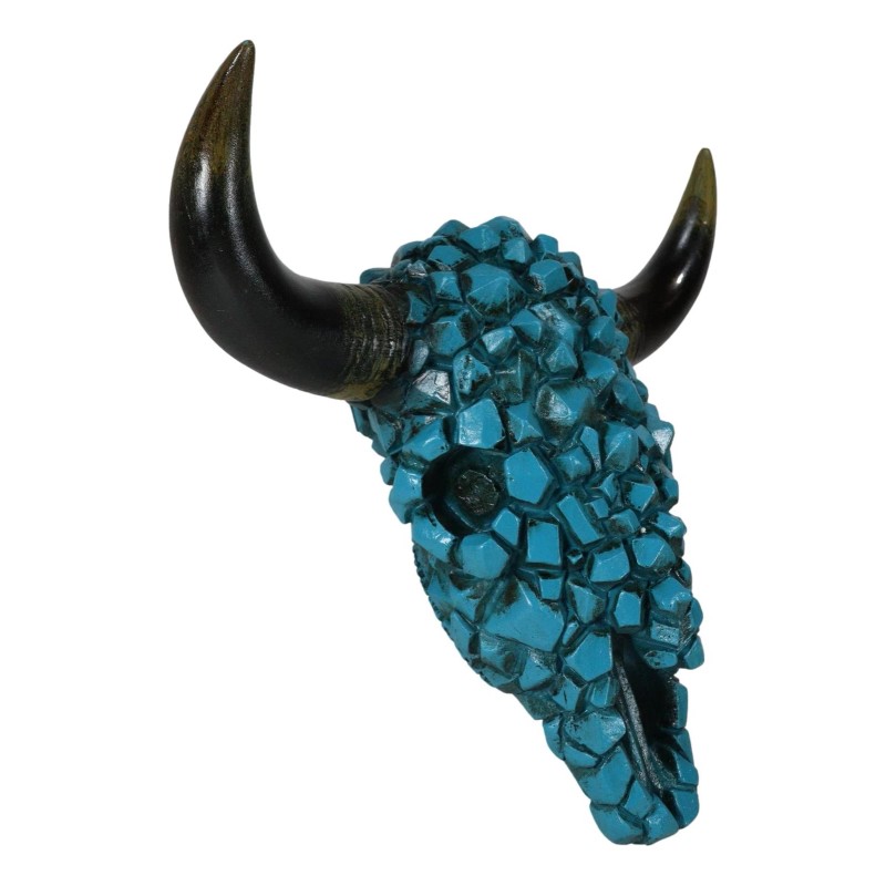 Southwest Steer Bison Bull Cow Skull With Mosaic Turquoise Rocks