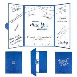 Holkcog Farewell Decorations Guestbook Blue Silver We Will Miss Your Signature Board Going Away Party Gift For Coworker Woman Blue Silver Farewell Gifts For Colleagues And Friends Good Bye Party Decor