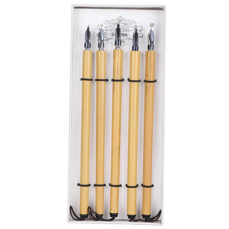 5Pcs Dip Pen Manga Calligraphy Boxed Vintage Bamboo Drawing Painting