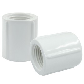 Zorveiio 10 Pcs 1/2 Inch Female to Female Threaded PVC Fittings, Double Threaded Pipe Coupling Connector, White Pipe Adapter for Sprinkler, Drip Irrigation System, Swimming Pools