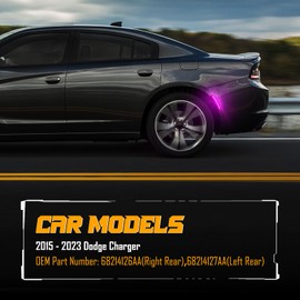 POPMOTORZ 2PCS Pink Purple LED Side Marker Lights Assembly Compatible With 2015 2016 2017 2018 2019 2020 2021 2022 2023 Dodge Charger Rear Fender LED Bumper Side Marker Lights Lamps Smoked Lens