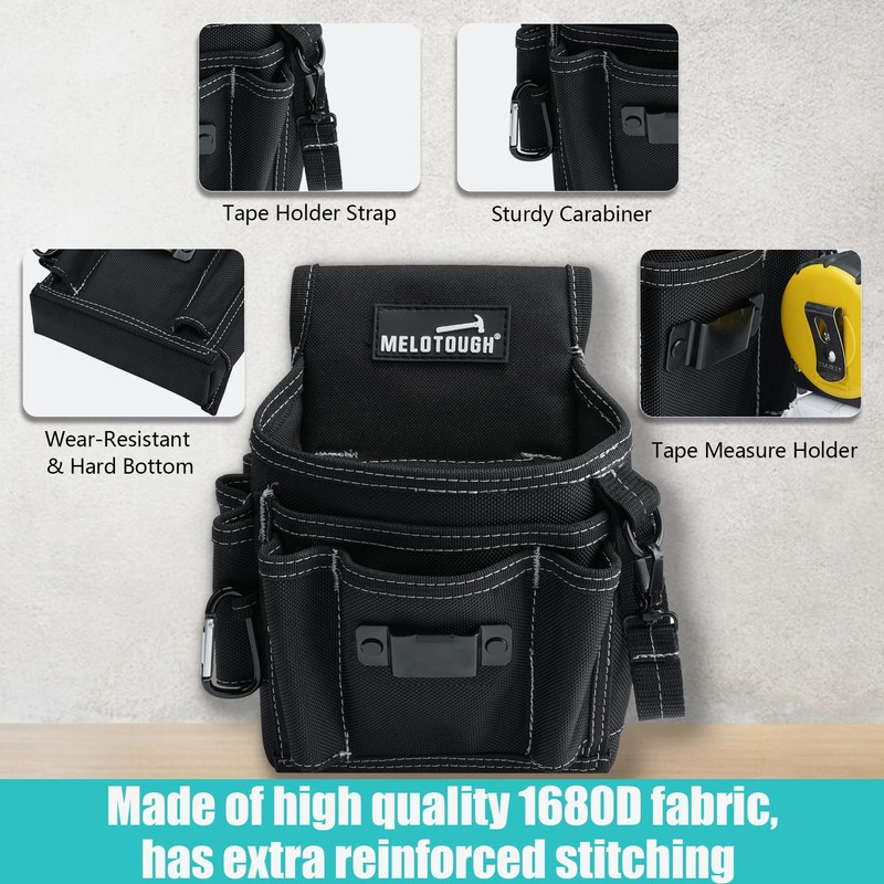 MELOTOUGH Electrician Tool Pouch with Belt Clip, 2 Inch Heavy