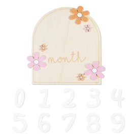 SINGOMON Boho Baby Monthly Milestone Cards Wooden Baby Milestone Discs Birth Announcement Sign Newborn Announcement Sign Wooden Number Milestone Blocks for Baby Shower Photo Props