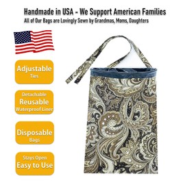 NeatCarBags Handmade Car Trash Bag Beige - Car Garbage Holder - Beige Car Trash Can Hanging with Reusable Waterproof Liner and Disposable Bags - Car Waste Basket (Large Beige)