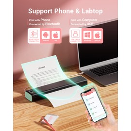 Itari Portable Bluetooth Wireless Thermal Mobile-Printer - M08F Compact Inkless Printer for Travel, Support Phone & Laptop, Small Printers for Vehicles Office School Tattoo Stencils(8.26"x 11.69")