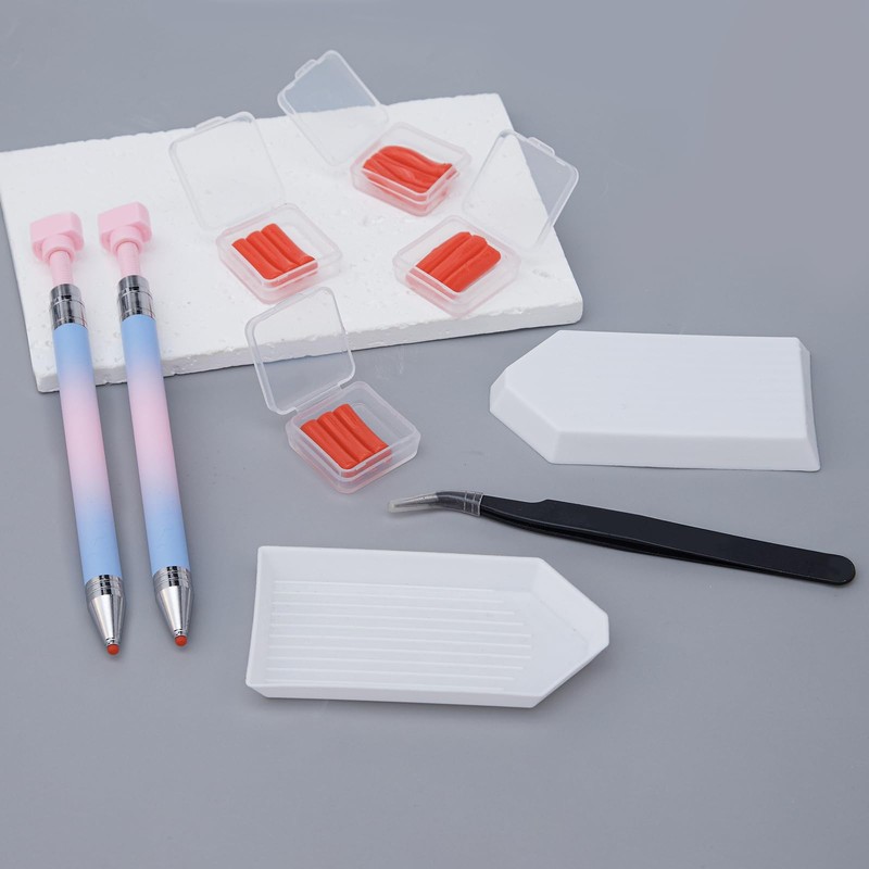 2 Pcs Rotating Rhinestone Picker Pen Set with 12 Wax